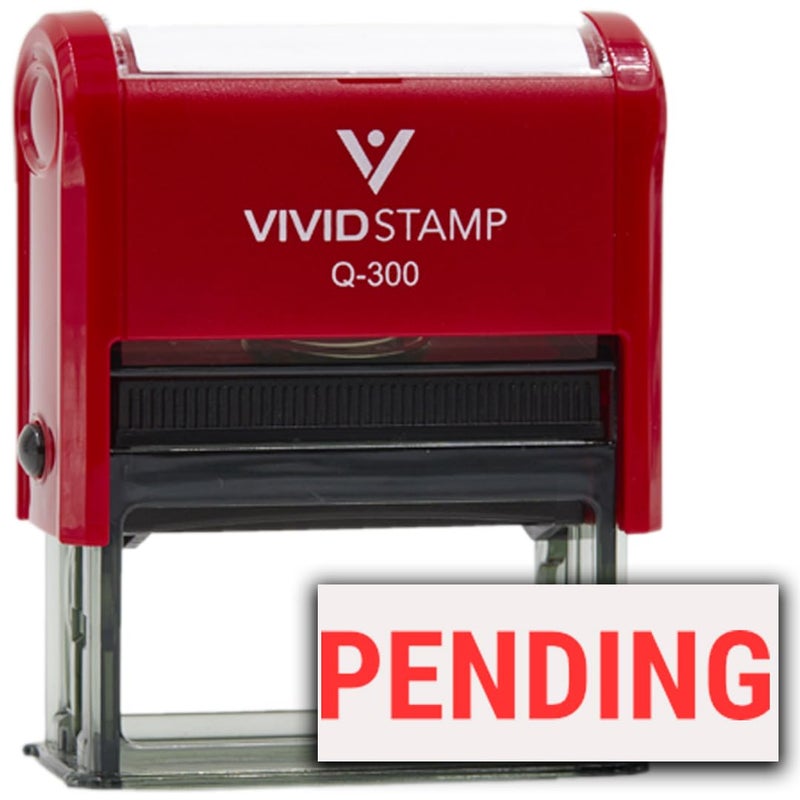 Vivid Stamp Pending Self Inking Rubber Stamp (Red Ink) - Medium - Image 1